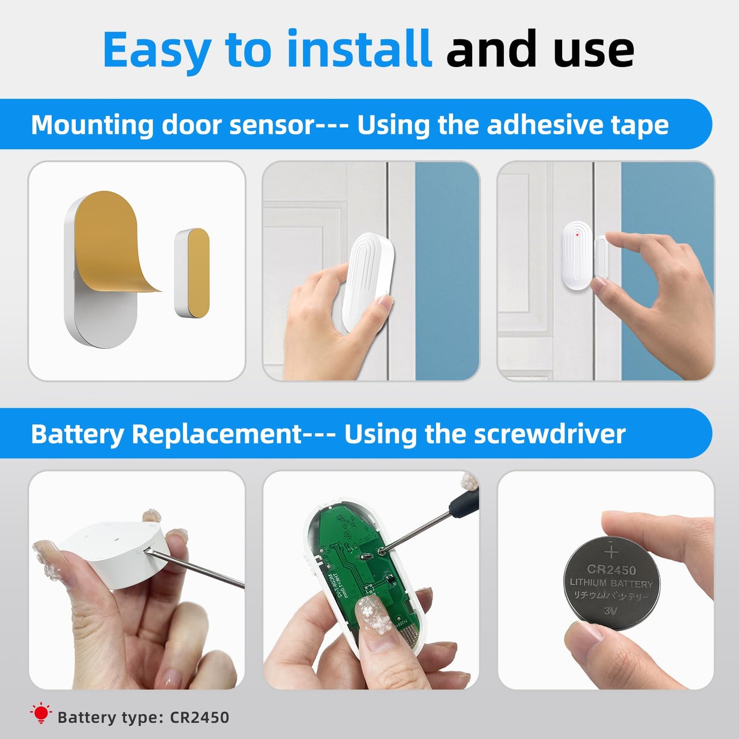 Daytech Wireless Door Chime, Door Dinger for Business Entry/Store/Home/Office, Door Alarms When Opened with 800 Ft Range,20 Chimes 5 Adjustable Volume 2 Sensors + 2 Receivers