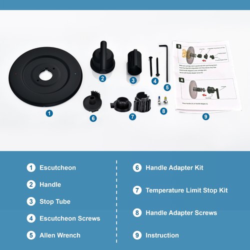 Shower Handle Replacement For Moen T2901BL Gibson Posi-Temp Valve Trim Kit, Matte Black Shower Trim Kit Shower Lever Handle（#2510 Valve Required）
