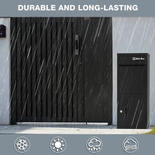 Package Delivery Boxes for Outside with Storage, 17.7"L*15"W*39.4"H Extra Large Parcel Drop Boxes with Lock, Anti-Theft,Waterproof and Rustproof Package Delivery Box for Outdoor Porch(Black)