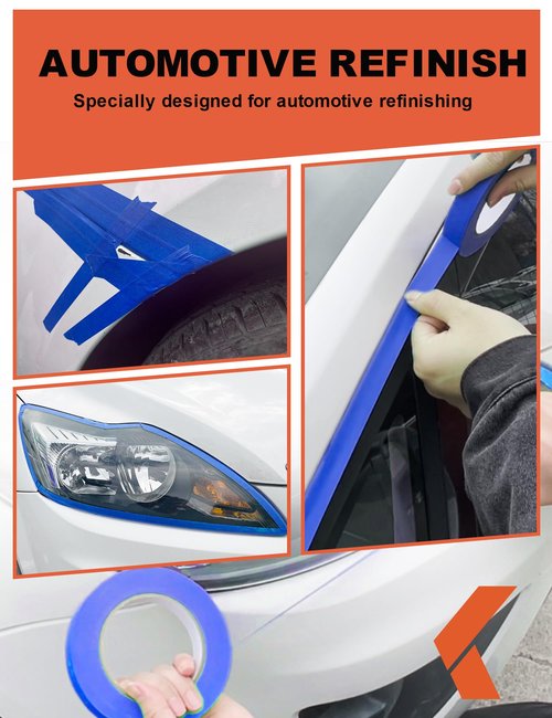 KREFINISH Blue Painter's Tape for Car Paint No Residue Auto Masking Tape for Automotive Painting - Heat Resistant for Paint Booth, 1.88 Inches x 60 Yards, 4 Rolls