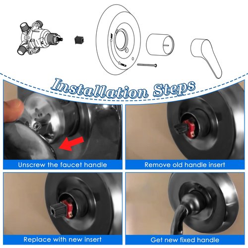 Dreyoo 5 Pcs Shower Faucet Handle Insert Compatible with Kohler, 1.5cm x 1.4cm x 1.2cm Shower Handle Parts Compatible with Kohler 1060514, Easy to Install