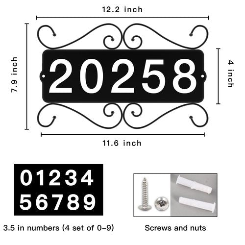 GOSUNWEY Metal Address Sign, Street House Numbers, Address Plaques for Houses, Horizontal & Vertical Mounted Address Sign for House Home Office Street Garden Yard Mailbox