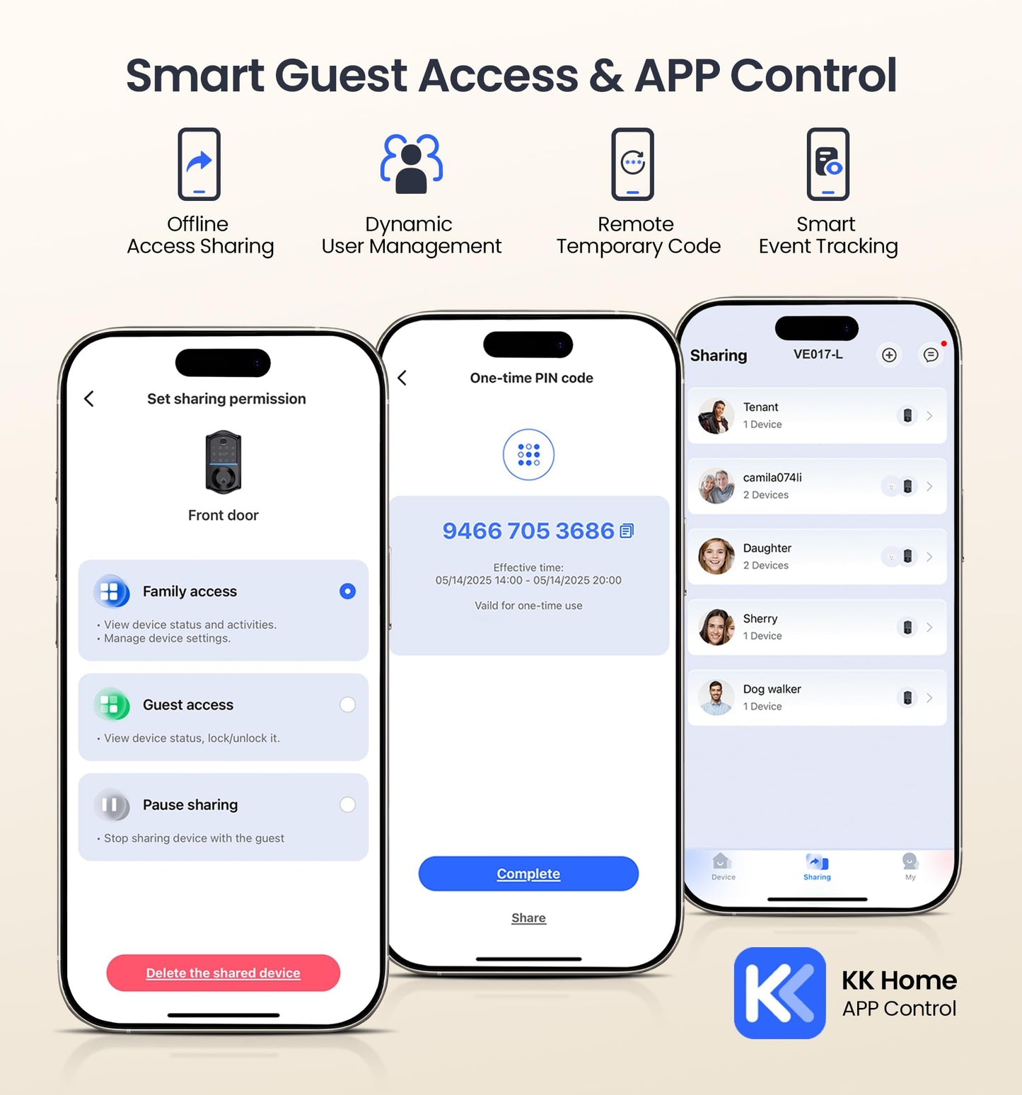 Veise VE017-L Fingerprint Smart Lock with 2 Lever Handles, Keyless Entry Front Door Lock Set, App Control, Electronic Digital Keypad Deadbolt, Easy Installation, Emergency Power Port, Matte Black