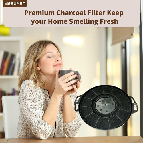 Beaufan 4 Pack CACF006 Charcoal Filters Replacement for CIARRA Range Hood Models CAS75918B, CAB75918B, CAS75918A, CAS75905, CAB75905, Comes in a Set with 4 Pack, Can be Replaced Twice