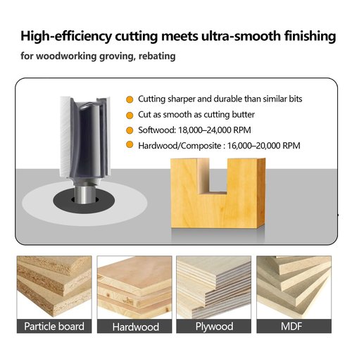 6Pcs Straight Router Bit Set 1/4 Shank, Double Flute Straight Bit Dado Straight Cut Router Bit, Cut Dia 3/4", 5/8", 1/2", 3/8", 5/16", 1/4", Straight Router Bit for Woodworking Groove by SICWOOD