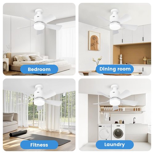 Socket Fan Light with Lights Ceiling Fans with Remote and App Control 3 Colors 3000K-6500K 2800 Lumens Light Bulb Fan Screw in Small Ceiling Fans for Bedroom Living Room Kitchen Garage (White)
