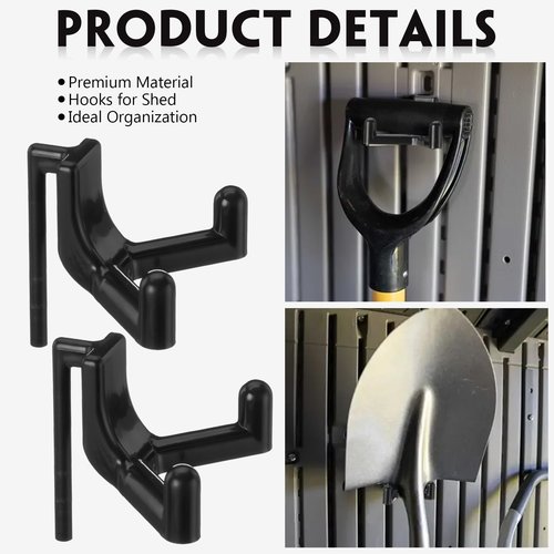 Geelin 8 Pcs Tool Hooks Compatible with Plastic Shed Hanger Wall Organization and Purpose Shed Storage Accessories Hanger and Storage Garage Wall Organization Accessories for Saving Space