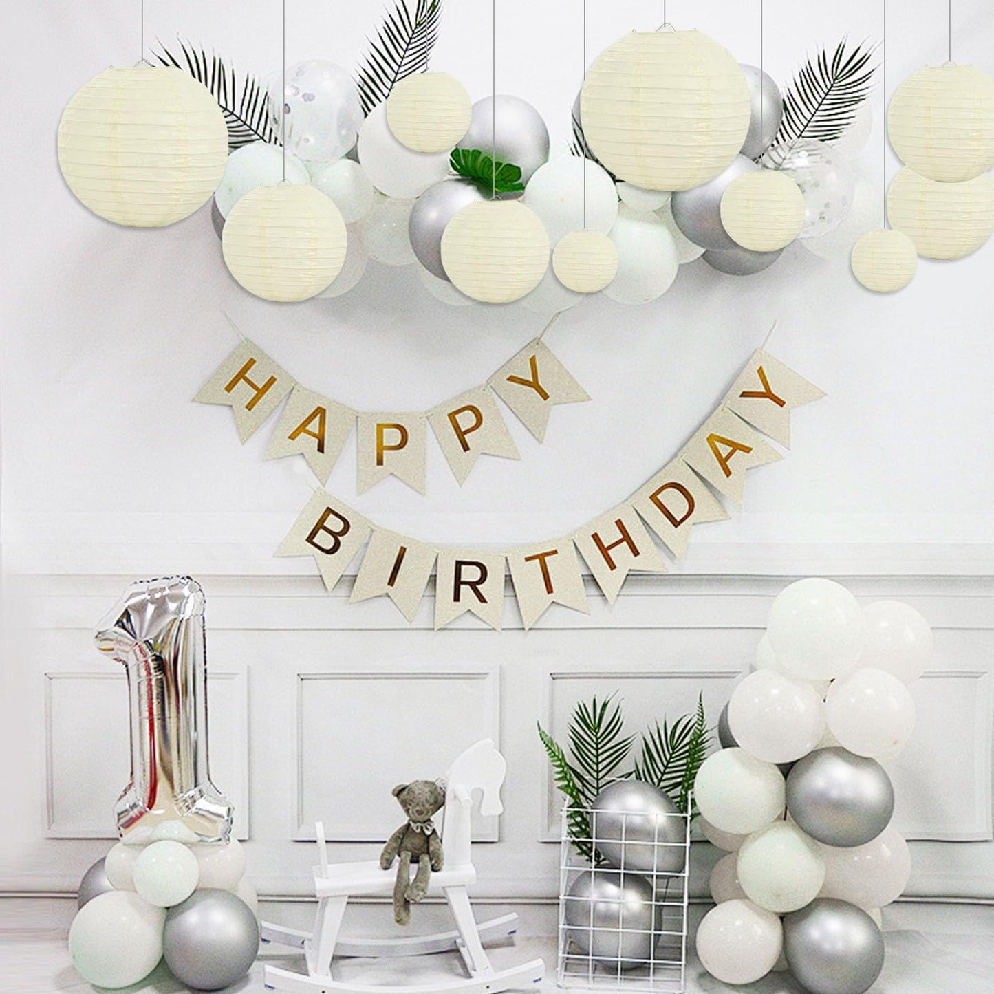 20Pcs Cream Paper Lanterns for Parties, 6” 8” 10” 12” Chinese Asian Hanging Round Paper Lanterns for Birthday Wedding Halloween Christmas Home Decor Party Decor