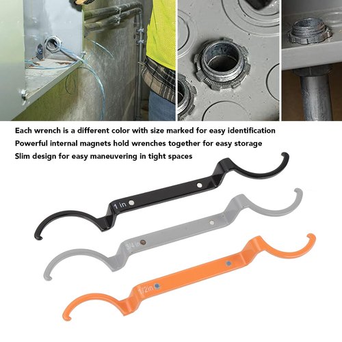 3pcs Locknut Wrench Kit, Conduit Locknut Wrench Set, Lockout Wrench Kit, Alloy Steel Wrenches (1/2, 3/4, and 1) for Tightening and Loosening Locknuts, Ideal for Electricians