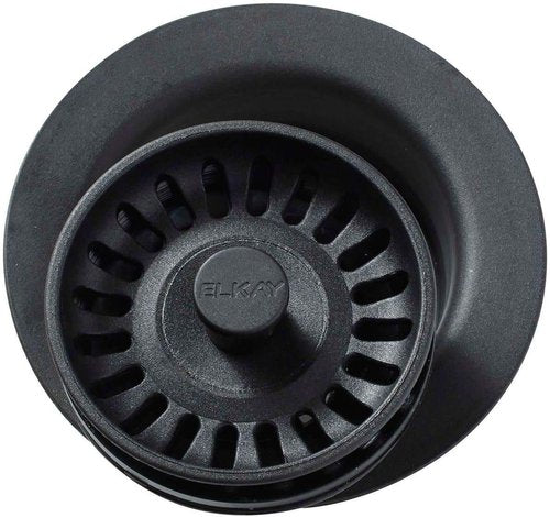 Elkay LKQD35 Polymer 3-1/2" Disposer Flange with Removable Basket Strainer and Rubber Stopper - Black