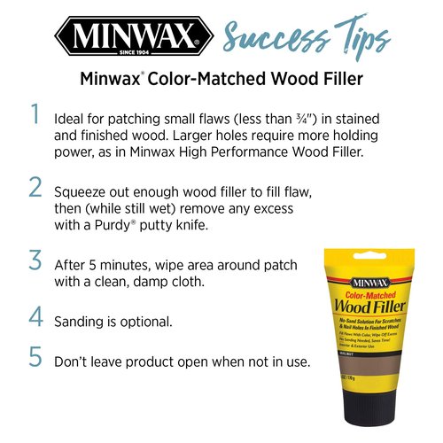 Minwax 448500000 Color-Matched Filler Wood Putty, (Cherry 6-oz)