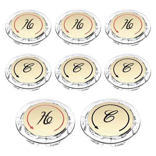 8pcs Faucet Index Buttons, 1.34 Inch Diameter Hot and Cold Bathroom Sink Shower Knobs Handle Sign Stickers Replacement Parts Caps Accessories Compatible with Delta/LDR/Delex Double Handle Faucet