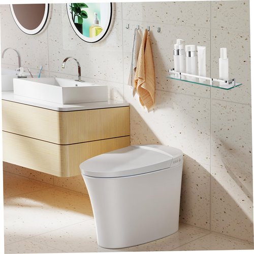 Kalastussaari Glass Floating Shelves for Wall, 4x24 Single Layer Transparent Glass Bathroom Wall Shelf with Metal Rail for Shampoo, Body Wash, Soap