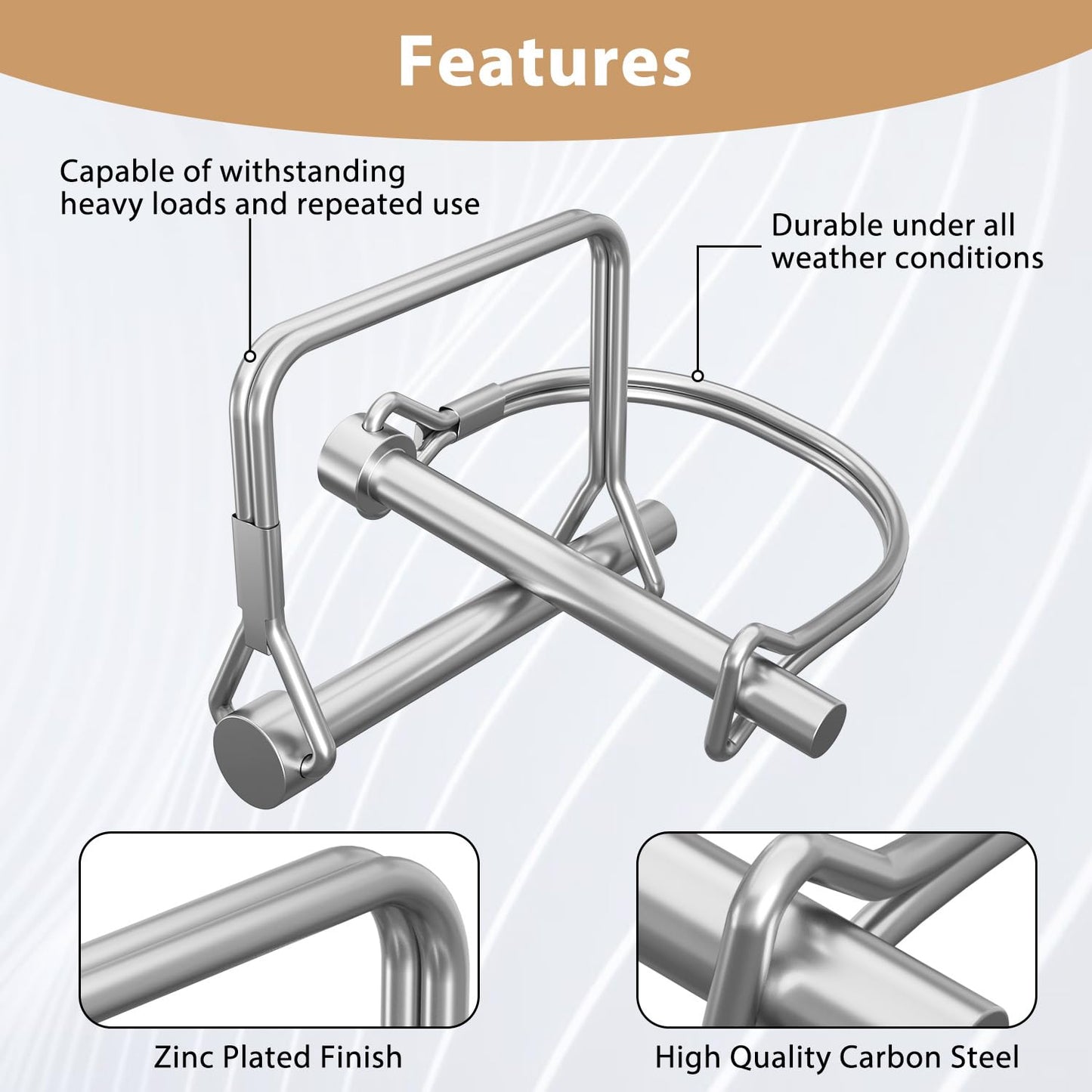 XOOL 22PCS Shaft Locking Pin, Zinc-Plated Heavy Duty Safety Pins, Trailer Coupler Pins, Square & Arch Shapes, Premium Carbon Steel