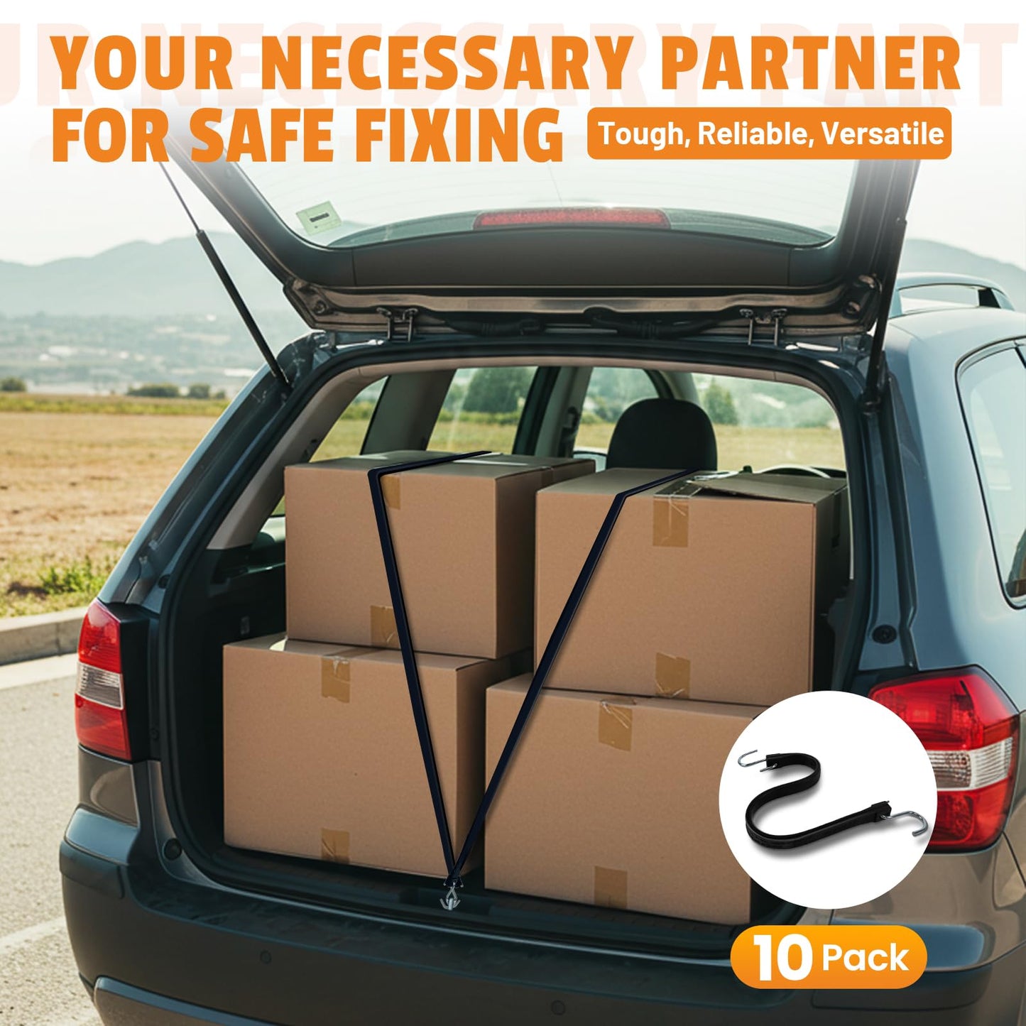 HOXWELL 21" Rubber Bungee Cords with Hooks, Heavy Duty EPDM Bungee Cord with 150% Max Stretch, Heavy Duty Bungee Straps for Securing Tarps, Canvases, Cargo, Motorcycle, Weatherproof, Pack of 10