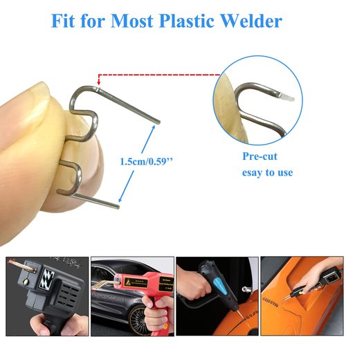 1000pcs 0.8mm Plastic Welder Staples,Plastic Welding Staples,Wave Hot Staples Welding Rods Supplies for Plastic Welder Gun to All Plastic Fix Repair Car Bumpers,Plastic Cracks