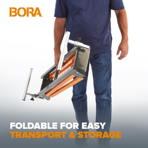 BORA Universal Miter Saw Stand with Quick Release Tool Mounting System- Portable Miter Saw Stand 500 Lbs Max Weight Load - 34-inch Height with Outrigger Arms Up to 114 Inches - PM-4000, Orange