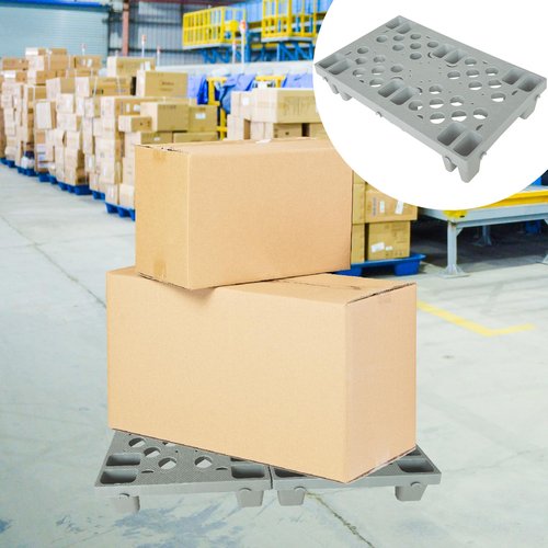 6 Pcs Grey Plastic Pallet, Lightweight Waterproof Floor Pallets, Interlocking with Breathable Grids Storage Pad, for Garages, Basement, Supermarket, Indoor and Outdoor