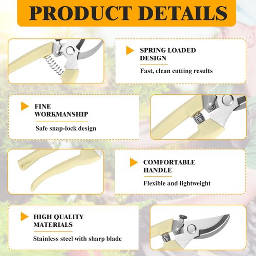 30Pcs Pruning Shears for Gardening, Beige Garden Clippers Handheld Heavy Duty Plant Scissors Bypass Pruning Shears for Gardening Yard Hedge Flowers Tree Trimming Plant Cutter