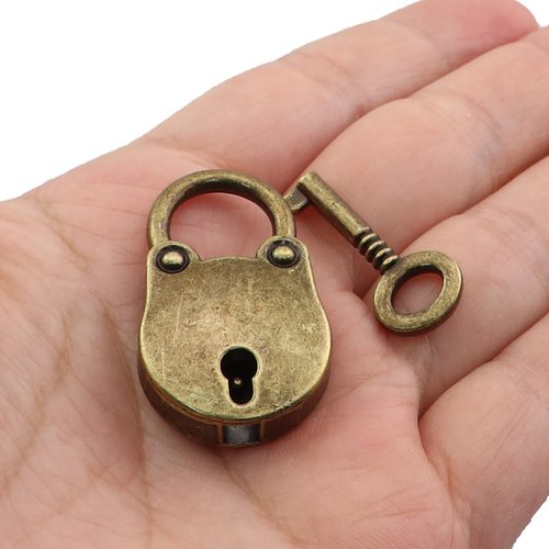 KKUANG 2 Sets Mini Locks Set with Key Padlock Alloy Lock and Key Antique Brass Hardware for Small Jewellery Boxes Cabinets Desks Drawers Handbags Bags