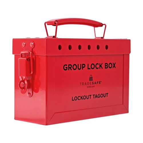 TRADESAFE Lockout Tagout Group Lock Box - Premium Loto Group Box, 18 Gauge Steel Lockout Box, Red Lock Box for OSHA Compliant Group Loto Procedures
