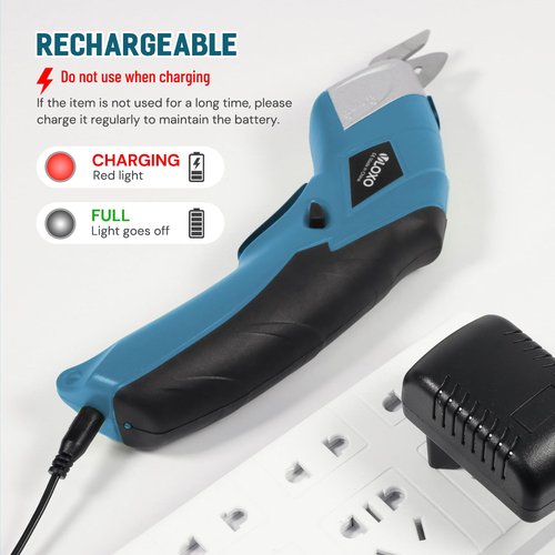 VLOXO Cordless Electric Scissors with 2 Blades Rechargeable Powerful Shears Cutting Tool for Fabric Cardboard Carpet Leather Felt with Charger