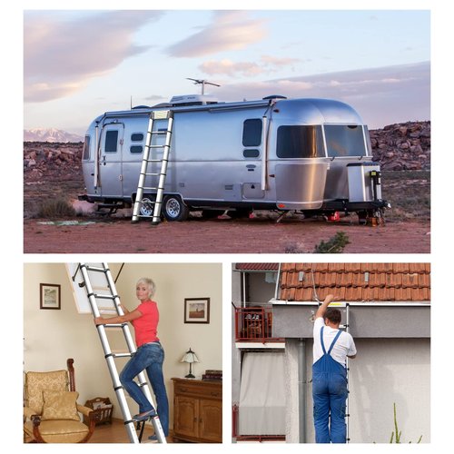 FAHKNS Telescoping Ladder,10.5 FT Aluminum Extension Ladder, Heavy Duty 330lbs Max Capacity,Folding Compact Portable Anti-Slip Ladder for Loft, Home,RV or Outdoor Work
