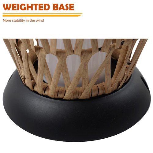 Solar Yard Outdoor Solar Lamp Woven Wicker Boho Lantern Floor Lamp, Decoration for Garden, Deck, Yard, Pathway, Oslo