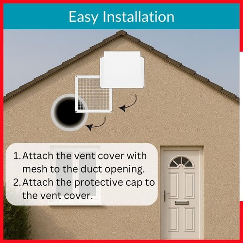 Outdoor Dryer Vent Cover with Mesh 6x6 inch - Metal Wall Rain Cover with Bird Protection Guard - White Vent Hood with Grid - Weatherproof Exhaust Grille for Duct Openings