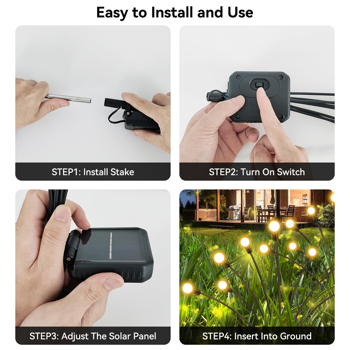 YShengMian Solar Garden Lights Outdoor Waterproof, 2 Pack 16 LED Swaying Light Firefly Light Outdoor Decor Lights for Garden Gifts for Pathway Party Christmas Decoration, Warm White