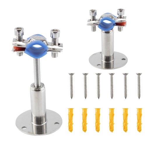 bociloy 304 Stainless Steel Wall Mount Ceiling Mount Pipe Supports, Adjustable Pipe clamp Fixed Support Pipe Strap Bracket for 1/2inch (19-23mm ) Diameter Tubes, Adjustable Height 50-100mm, 2PCS