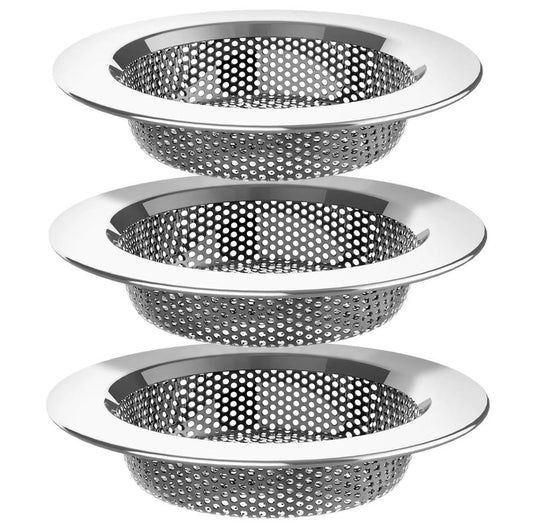 Sink Strainer Basket (3 Pack) – 304 Stainless Steel Kitchen Drain Strainer, Anti-Clog Sink Drain Catcher, Rustproof, Fits 4.4” Standard Sink