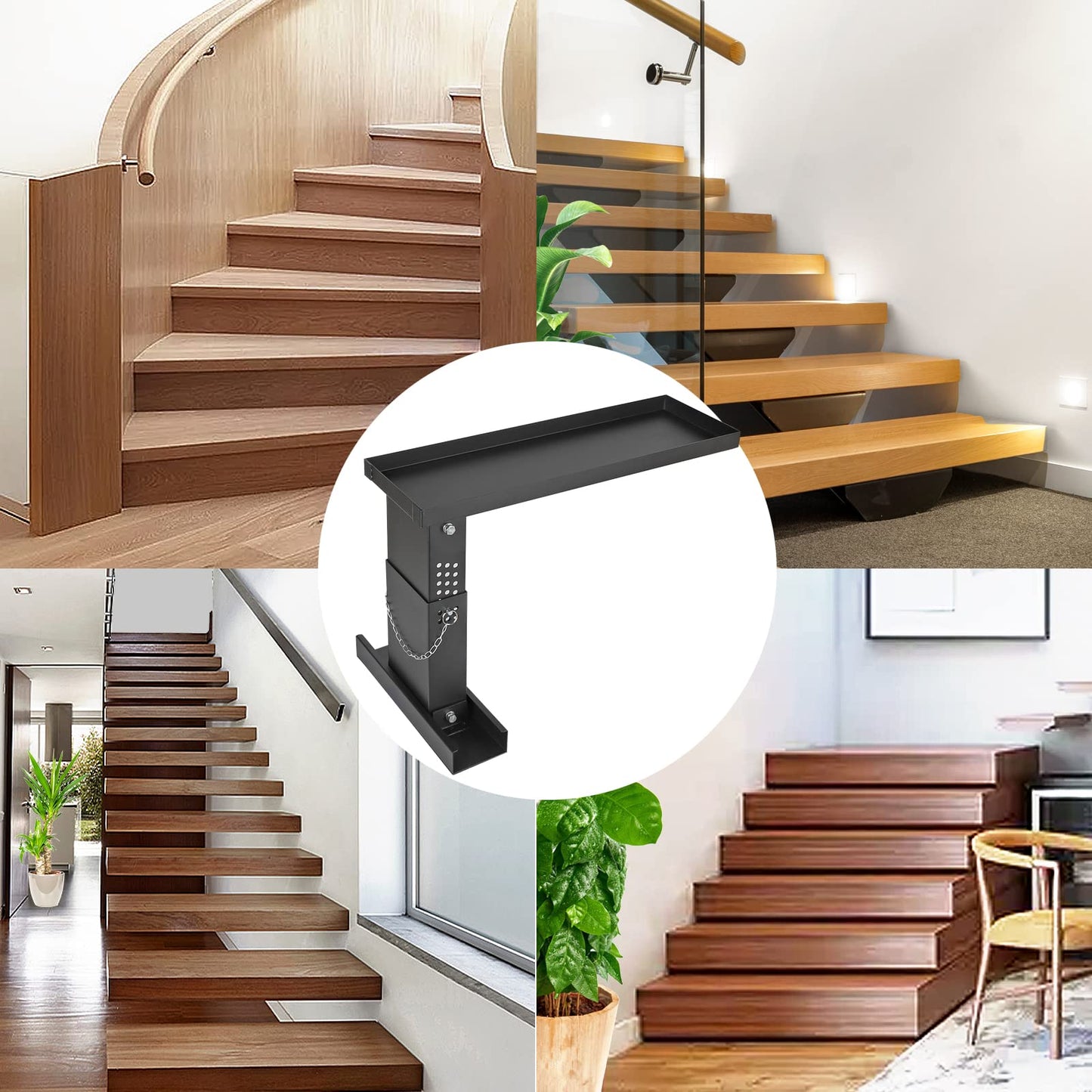 Ladder Extender for Stairs, Heavy-Duty Ladder Levelers for Extension Ladders, Non-Slip Design, 10.2"- 16.5" Adjustable Height, 23.7"L x 7.5"W Platform for Extension/Straight/Telescopic Ladders