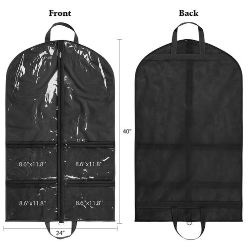 LOVEGRASS Kids Garment Bags for Dance Costumes, 40" Dance Garment Bags for Dancers with 4 Clear Zipper Pockets, Foldable Dance Competition Garment Bags for Hanging Clothes, 3 Pack, Black