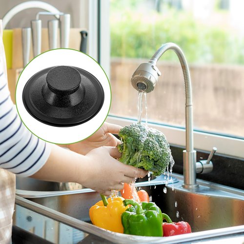 2 PCS Rubber Sink Stopper, 3.3 Inch Plastic Garbage Disposal Stopper Standard Drain Stoppers Kitchen Sink Plug Replacement Kitchen Sinks Drain Cover (Black)