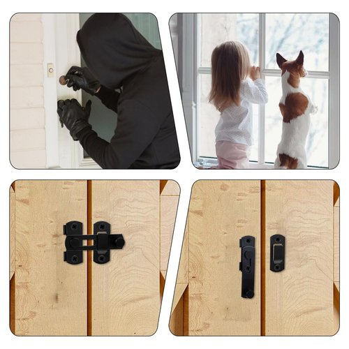 2 Packs Barn Door Latch, 2.7x2 Inch Barn Door Latches with 8 Srews, 90/180 Degree Stainless Steel Right Angle Doors Locks for Wine Cabinet Cabinets Garage, Matte Black