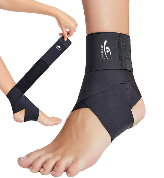 HiRui Ultrathin High-Elastic Ankle Wraps Ankle Brace for Men Women Kids, Adjustable Ankle Straps for Running, Football, Basketball, Sprains, Arthritis, Plantar Fasciitis (Black, Medium (Pack of 1))