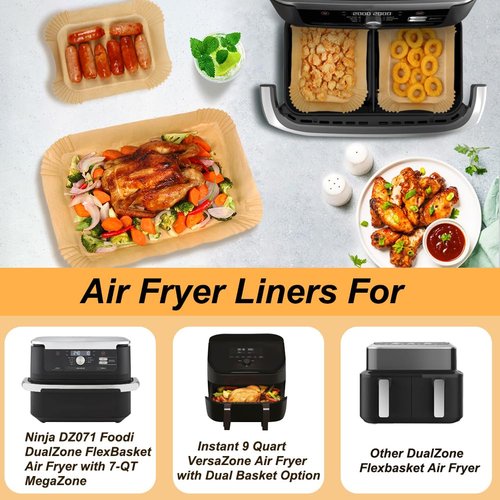 YQL 150PCS Air Fryer Liners for Ninja DZ071/Instant 9 Qt DualZone FlexBasket Air Fryer, Disposable Parchment Paper