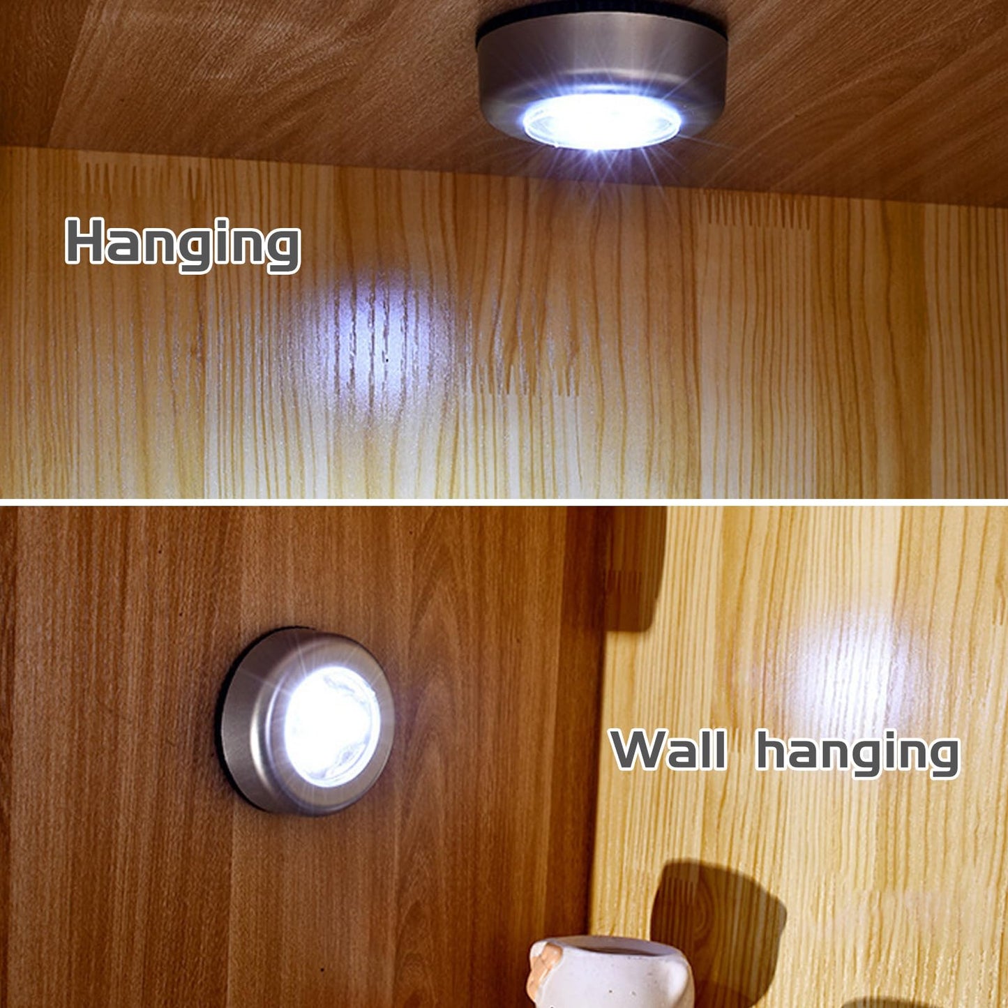 5Packs 4 Beads Tap Push Light, Under Cabinet Lights Touch Button Puck Stick On for Closet Counter Kitchen Cabinet RV(Blister Packs)