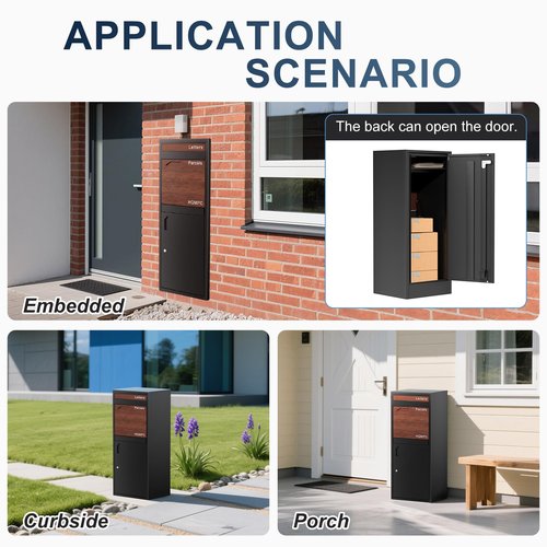 HQMPC Package Drop Box for Outside,Size 16.4"x 15.2"x 40.4"Weight is 20 kgs, Steel Delivery boxes Anti-Theft Lockable Package Delivery locker for Outside, Porch, House, Assembled parcel box