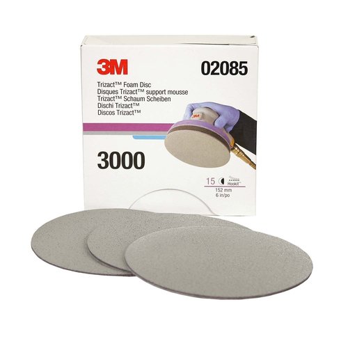3M Trizact Hookit Foam Disc, 02085, 6 in, P3000, 15 discs per carton,Blue751
