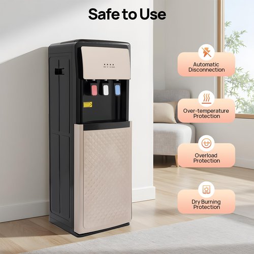 LKSNBDR Bottom Loading Water Dispenser, 5 Gallon Bottle Water Cooler Cold, 500W Floor Standing Water Cooler with 3 Temperature Options and Indicator Lights, for Both Home and Commercial Places