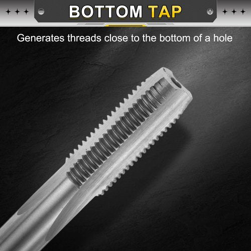 uxcell Hand Plug Tap 3/8-24 UNF 2B Left Hand Thread Plug Style Taps Straight Flute Screw Tapping Threading Tool High Speed Steel HSS6542