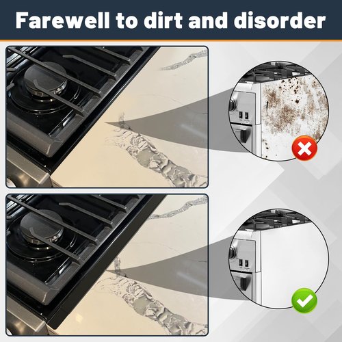 SZJHXIN Stove Gap Covers Stainless Steel, Adjustable 13.8-27.5 In(2 Pack), Heat Resistant, Gas Stove Side Gap Protector (Matte Black)
