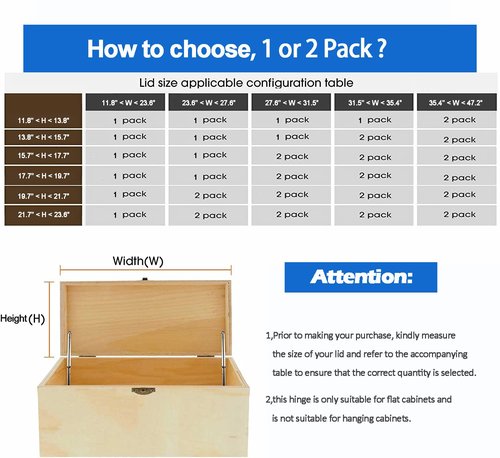 2 Pack | Toys Box Hinges Soft Close - HBL’ Lid Support Chest Hinges for Wooden Toy Box, Cedar, Storage Trunk & Benches, Made of Zinc Alloy, Safety & Heavy Duty.