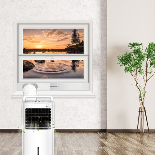 MQIDLFE Portable Air Conditioner Window Vent Kit with 5.9” Diameter Hose, Adjustable Sliding Window Kit 59 Inch Length Exhaust Hose for Ducting Universal AC Seal Panel for Horizontal&Vertical Window