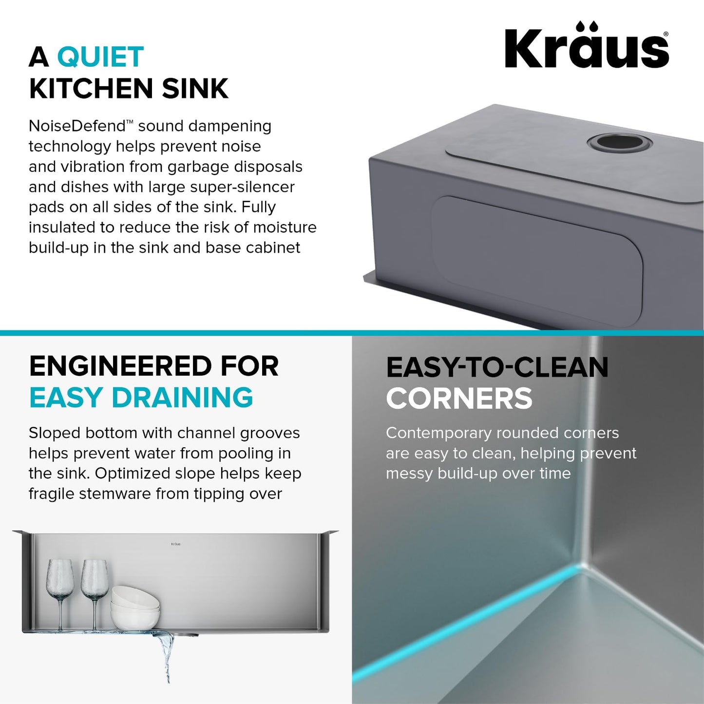 Kraus KHU100-32 Standart PRO 16 Gauge Undermount Single Bowl Stainless Steel Kitchen Sink, 32 Inch