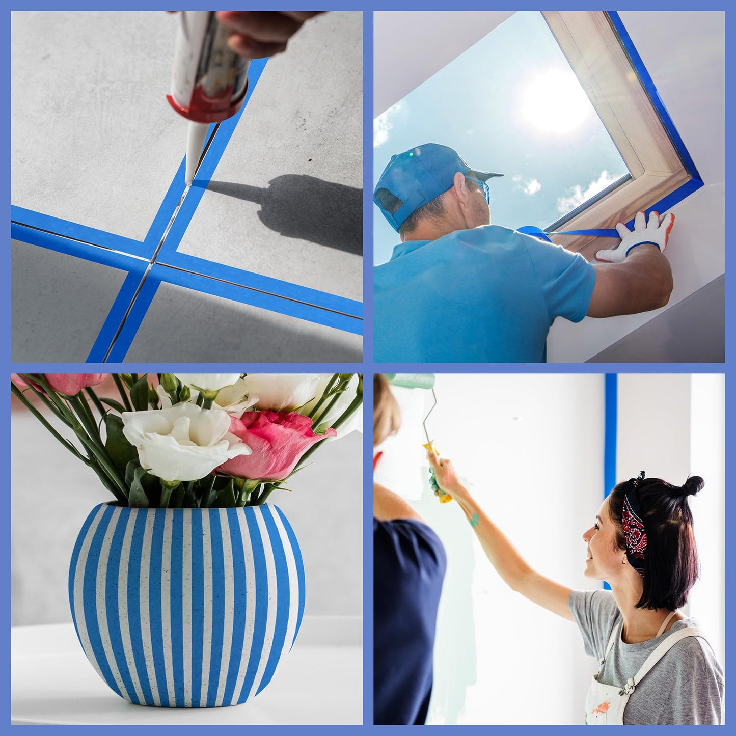 Fyguard 18 Rolls Painters Tape 2 Inches Wide Blue Painters Tape 18 Roll x 1.89 Inch x 55 Yards Blue Masking Tape for Home Decoration DIY Furniture