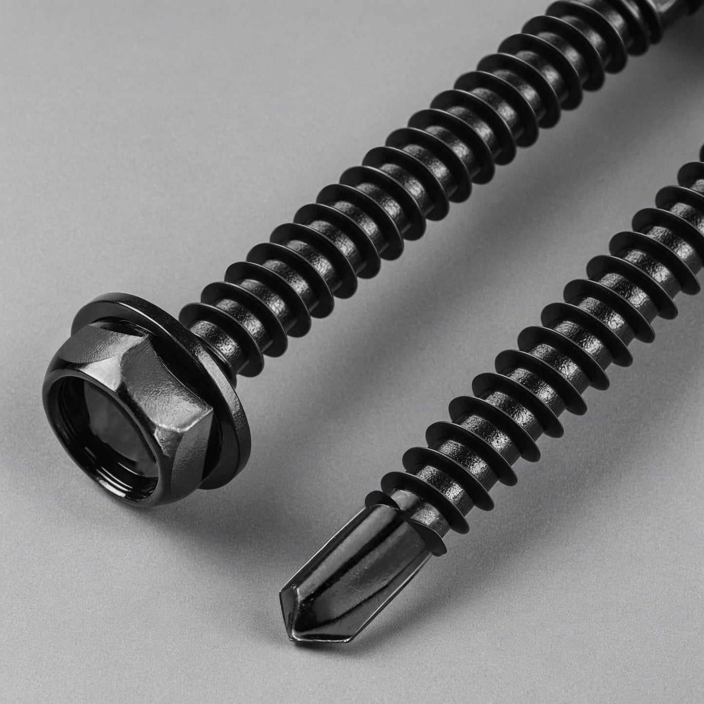 BNUOK #10 x 3/4 Inch Self Drilling Screws, (58pcs) 0.5 lbs Black Self Tapping Screws for Metal, 410 Stainless Steel Hex Washer Head Sheet Metal Screws