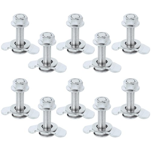 PALOZO L Track Threaded Stud Fittings L-Track Threaded Double Stud Lug Fitting Tie Down, Used with L Track Rails for Truck Bed or Trailer Cargo Control, Pack of 10, Sliver